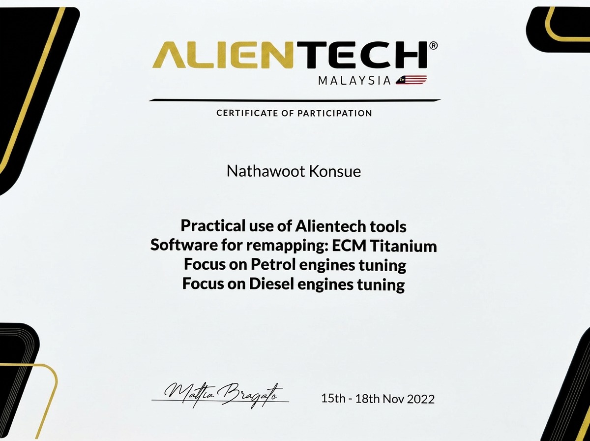 Alientech Malaysia Certificate of Participation — Remapping ECM Titanium 2022